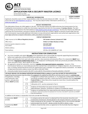 Apply for a security master licence .